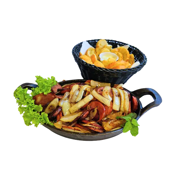 Brazilian smoked sausage with onions, toasted bread and angico honey aioli